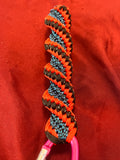 5"(13cm) 5-string Collectible Keychain Artisan Handwoven Helix Spiral Para cord – Black Red and Aqua Blue